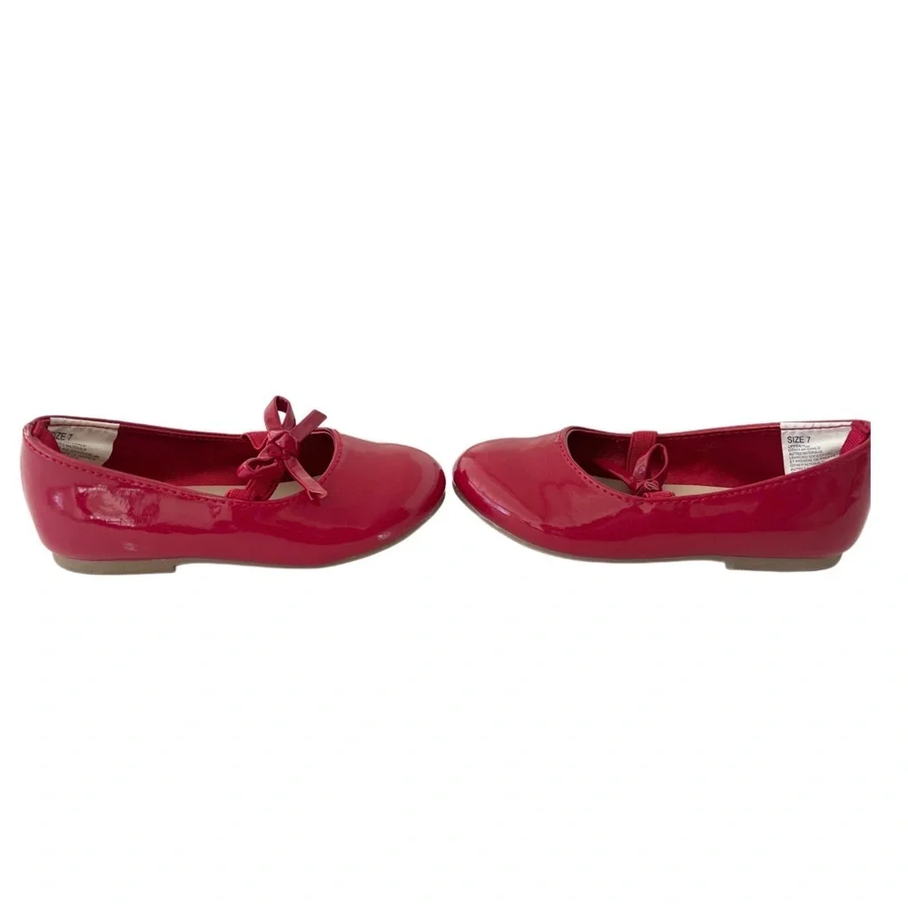 Gymboree Kids Red Glossy Ballet Flats with Bow Strap | Toddler Girl 7
